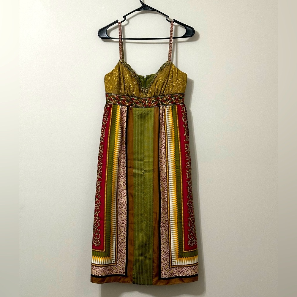 Nicole Miller Multicolor Embellished Silk Dress
